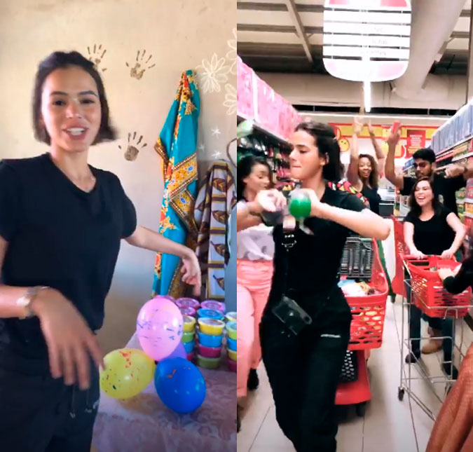 Em Angola, Bruna Marquezine dança no mercado e faz brigadeiro para crianças carentes, veja vídeos!