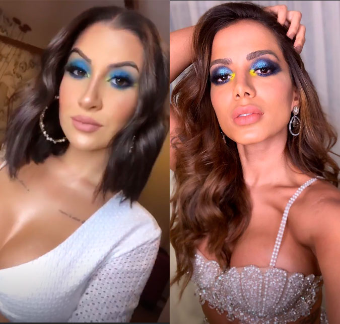 Bianca Andrade vai a aniversário de Anitta com mesma <i>make</i> da cantora e se chateia: -<i> Por que eu sou assim?</i>