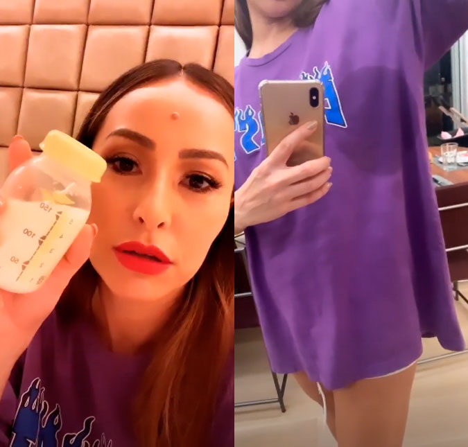 Sabrina Sato conta segredo para ter bastante leite e mostra camiseta molhada, confira!