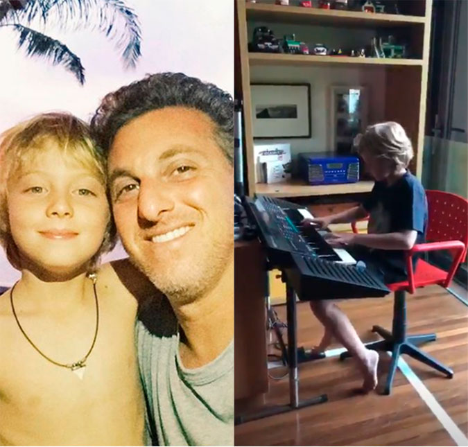 Luciano Huck se derrete com filho tocando música do Queen no teclado