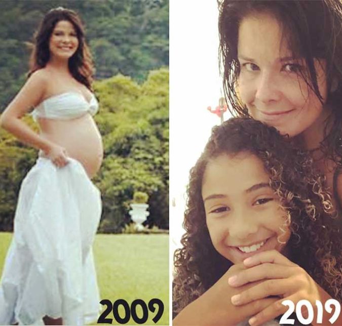 Em um desafio com uma foto de 10 anos atrás, ela postou: Eu não ia entrar nessa onda mas aproveito pra vir com textão, afinal em 2009 eu fui mãe pela primeira vez. E ali está eu: a grávida ingênua. Não tinha idéia o que me aguardava. Hoje em dia não sei se fui mãe mais por vontade própria ou pra “formar a tão sonhada família”, mas me entreguei nessa parada maluca aí. O problema é lidar com a frustração se nada disso dá certo, se o teto do castelo que você construía cai na sua cabeça ou até se vc tenta aquela gravidez tão cobrada e não consegue. Quanta cobrança. Isso não ensinam pra gente quando “mocinhas”. Escolhas, diversidade, liberdade. Mudei. Hoje em 2019 eu ainda não sei o que essa maternidade guarda pra mim, mas a respeito, exerço, aprendo, apanho, me entrego, morro de amor, de saudade, de angustia, de cansaço, choro, grito e sirvo de exemplo. Exemplo!! Alguém te copiando 24 hrs/dia, nem colocar aquele ketchup em tudo você pode mais porque é péssimo exemplo, risos. Piadinhas a parte... Alícia veio pra me tirar da minha bolha branca privilegiada e cega. Alicia é meu norte. É o orgulho que tenho de ser quem sou e de quem quero criar. De ser quem eu me transformei e tenho buscado cada vez mais. Em 10 anos eu descobri a força que há em mim. Descobri o quão difícil é sair da “zona de conforto” e o poder que isso dá. Descobri que eu posso ir muito mas muito mais além do que me fizeram acreditar que poderia. Em um desafio com uma foto de 10 anos atrás, ela postou: Eu não ia entrar nessa onda mas aproveito pra vir com textão, afinal em 2009 eu fui mãe pela primeira vez. E ali está eu: a grávida ingênua. Não tinha idéia o que me aguardava. Hoje em dia não sei se fui mãe mais por vontade própria ou pra “formar a tão sonhada família”, mas me entreguei nessa parada maluca aí. O problema é lidar com a frustração se nada disso dá certo, se o teto do castelo que você construía cai na sua cabeça ou até se vc tenta aquela gravidez tão cobrada e não consegue. Quanta cobrança. Isso não ensinam pra gente quando “mocinhas”. Escolhas, diversidade, liberdade. Mudei. Hoje em 2019 eu ainda não sei o que essa maternidade guarda pra mim, mas a respeito, exerço, aprendo, apanho, me entrego, morro de amor, de saudade, de angustia, de cansaço, choro, grito e sirvo de exemplo. Exemplo!! Alguém te copiando 24 hrs/dia, nem colocar aquele ketchup em tudo você pode mais porque é péssimo exemplo, risos. Piadinhas a parte... Alícia veio pra me tirar da minha bolha branca privilegiada e cega. Alicia é meu norte. É o orgulho que tenho de ser quem sou e de quem quero criar. De ser quem eu me transformei e tenho buscado cada vez mais. Em 10 anos eu descobri a força que há em mim. Descobri o quão difícil é sair da “zona de conforto” e o poder que isso dá. Descobri que eu posso ir muito mas muito mais além do que me fizeram acreditar que poderia.