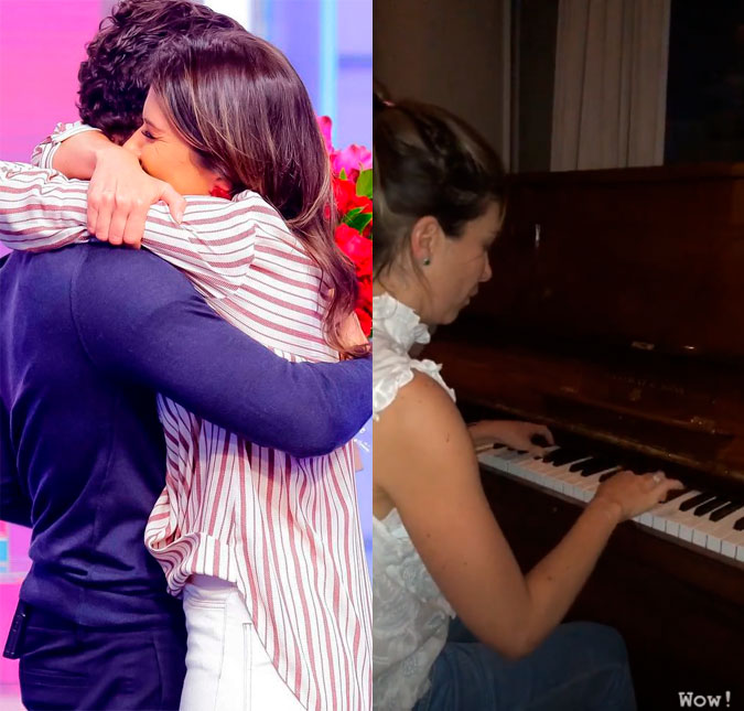 Alexandre Pato filma Rebeca Abravanel tocando piano e se derrete: <I>O que é isso, hein?</I>