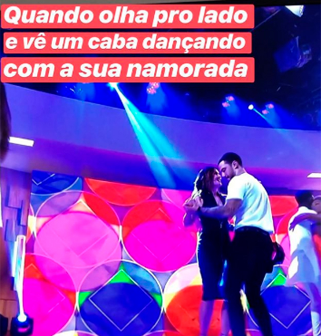 Fátima Bernardes dança com Felipe Titto e Túlio Gadêlha brinca:<I> - Quem é esse aí, lindinha?</i>