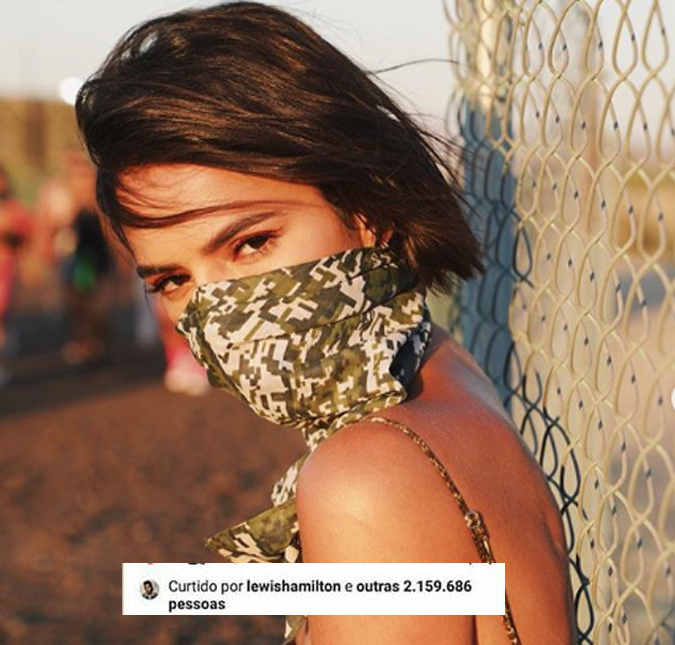 Bruna Marquezine está com a bola toda e recebe chuva de <i>likes</i> de Lewis Hamilton