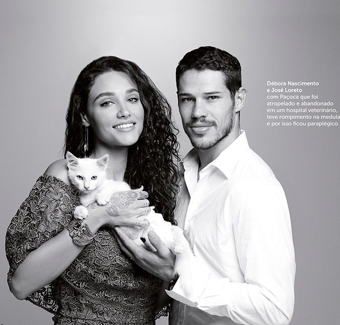 José Loreto e Débora Nascimento aparecem juntos em foto de campanha sobre animais com deficiência