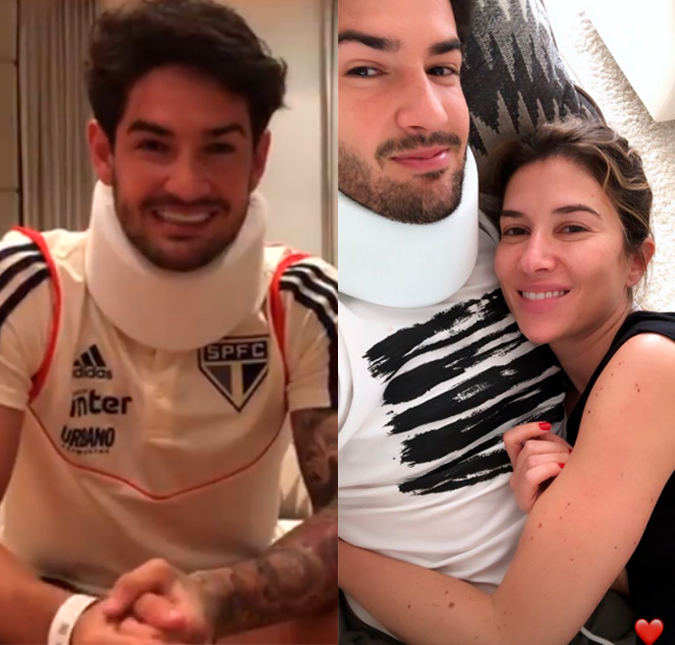 Após lesão, Alexandre Pato posta foto agarradinho com Rebeca Abravanel