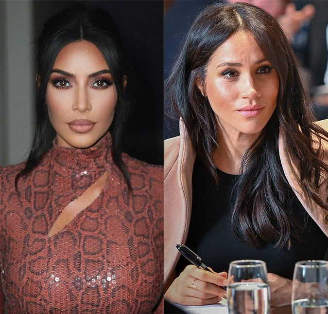 Kim Kardashian estaria se sentindo <i>ameaçada</i> por Meghan Markle e agora quer ser mais famosa que a família real, entenda!
