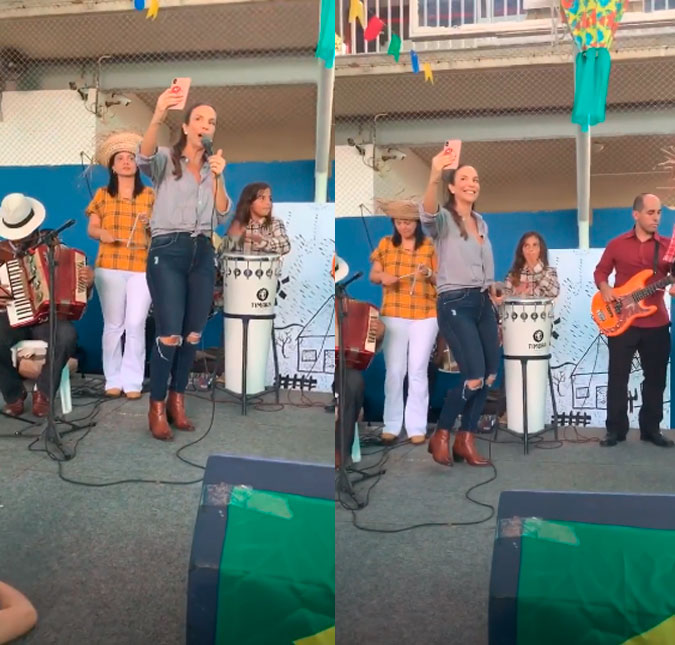 Ivete Sangalo se apresenta em festa junina da escola do filho, assista!