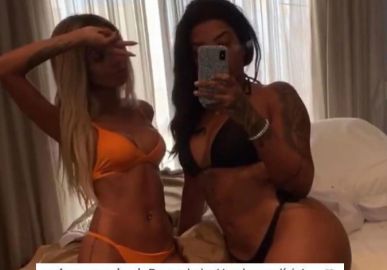 Ludmilla compartilha foto de biquíni ao lado da namorada e rebate crítica de seguidor