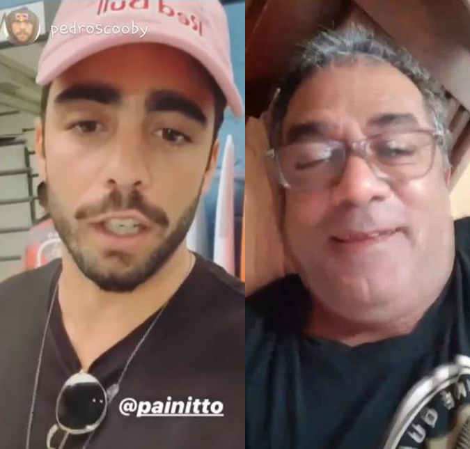 Pai de Anitta pede ajuda a Pedro Scooby para aprender a surfar e brinca: - <i>Mas nada de vestir aquelas roupas apertadas de surfistas, meu bumbum é muito grande</i>