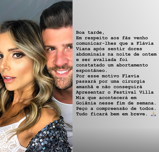Flávia Viana sofre aborto espontâneo e terá que passar por cirurgia