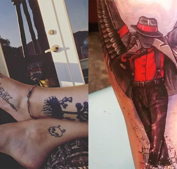 Filha de Michael Jackson, Paris Jackson tem mais de 50 tatuagens em seu corpo, sendo que algumas servem para homenagear o falecido cantor, que foi encontrado morto em seu próprio quarto em 2009. Uma delas é a palavra applehead, no pé, que era um apelido dos filhos para o pai: A cada passo que dou você levanta meu pé e me guia em frente. Te amo, escreveu a menina, quando revelou o mais novo desenho. Já Prince Jackson, outro filho de Michael, fez um desenho em que o pai aparece fazendo um passo de dança famoso - enquanto usa asas de anjo.
