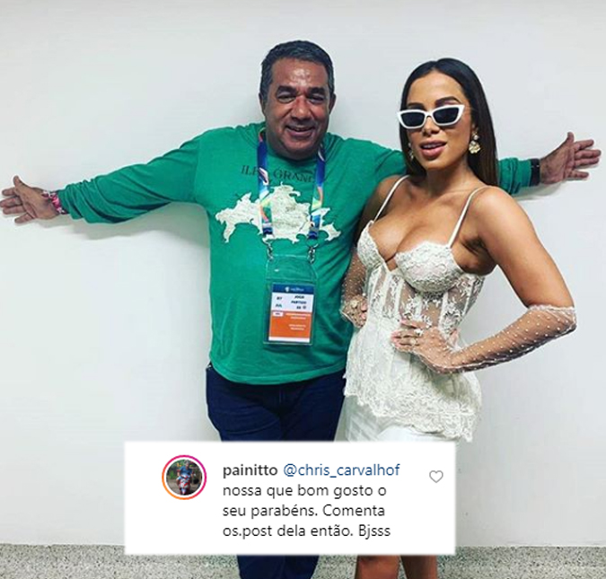 Fã cita Luana Piovani em foto de pai de Anitta e ele dá resposta atravessada