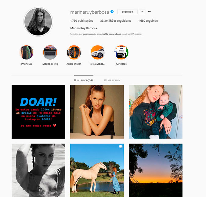 Marina Ruy Barbosa tem o <i>Instagram</i> hackeado pela segunda vez e faz alerta: <i>Não cliquem nos links</i>
