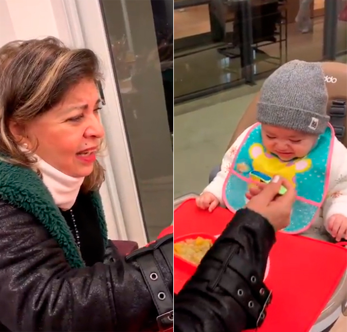 Roberta Miranda dá papinha para filha de Sabrina Sato, que chora: <i>Tem mais, não vou comer sua comida! </i>