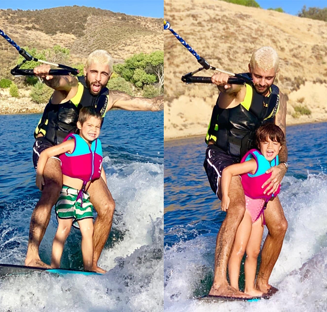 Pedro Scooby pratica <i>wakeboard</i> com os filhos e é criticado: <i>Cadê o capacete?</i>