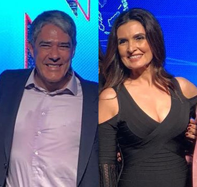 William Bonner é flagrado dando aquela olhadinha para Fátima Bernardes durante festa de 50 anos do <i>Jornal Nacional</i>, veja!