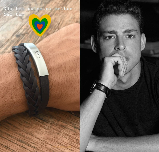 Cauã Reymond mostra acessório com o nome da filha, Sofia: <I>Não tem pulseira melhor</I>