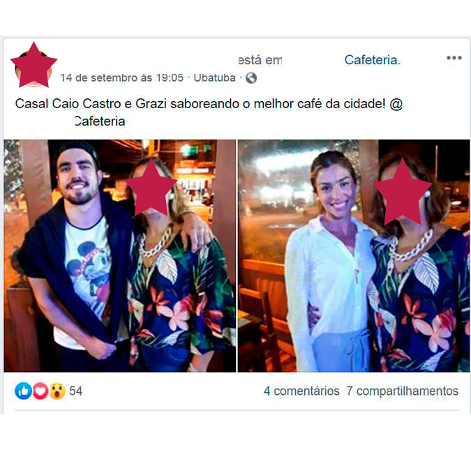 Fã entrega foto de Caio Castro e Grazi Massafera juntos em cafeteria, veja!