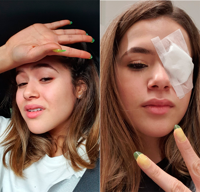 Maisa machuca o olho e faz foto exibindo o curativo: <i>Ficou preso na pálpebra</i>