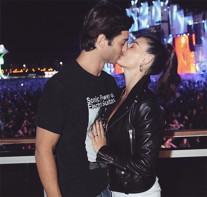 Isis Valverde curte <I>Rock in Rio</i> com o marido e fala sobre Rael: <I> - Dá uma saudade quando a gente sai...</I>