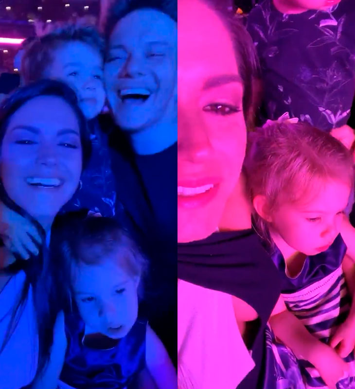 Filhos de Thais Fersoza e Michel Teló encantam durante <i>show</i> de Sandy & Junior, veja!