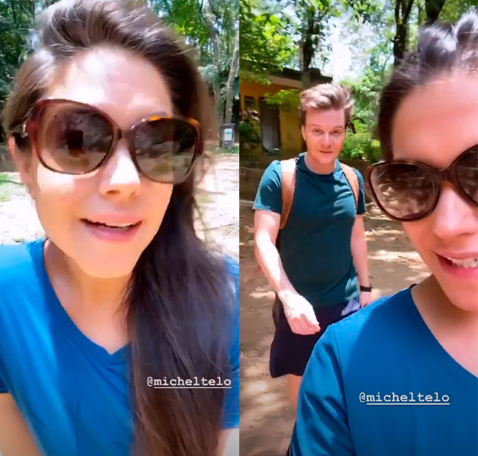 Thais Fersoza e Michel Teló comemoram aniversário de casamento em cachoeira: <I>- Coisa mais linda</I>