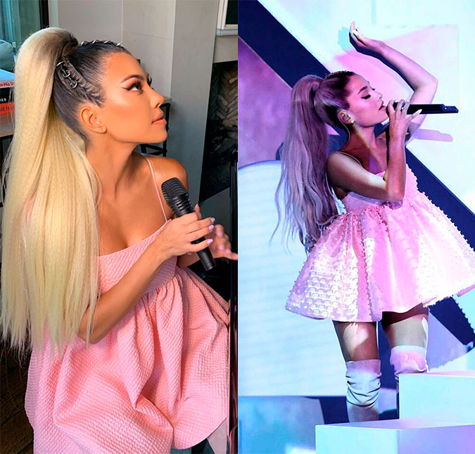 Kourtney Kardashian surpreende e se veste como Ariana Grande na era de <I>no tears left to cry</I>