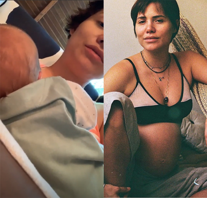 Leticia Colin aparece amamentando Uri enquanto dá dicas de maternidade