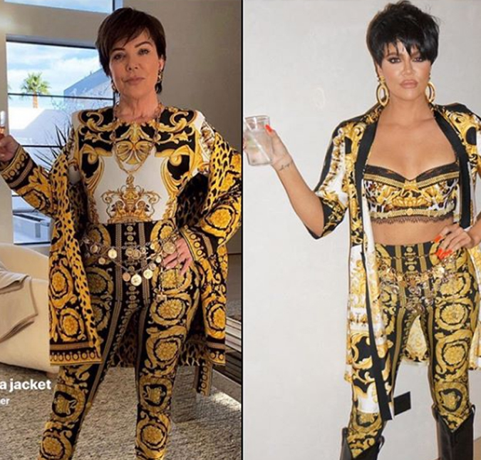 Khloé Kardashian impressiona ao aparecer vestida como Kris Jenner