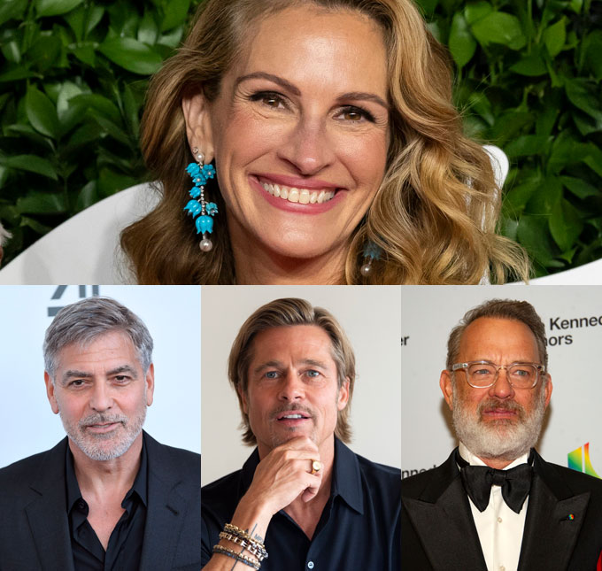 Julia Roberts escolhe entre George Clooney, Brad Pitt e Tom Hanks para ficar presa em ilha deserta