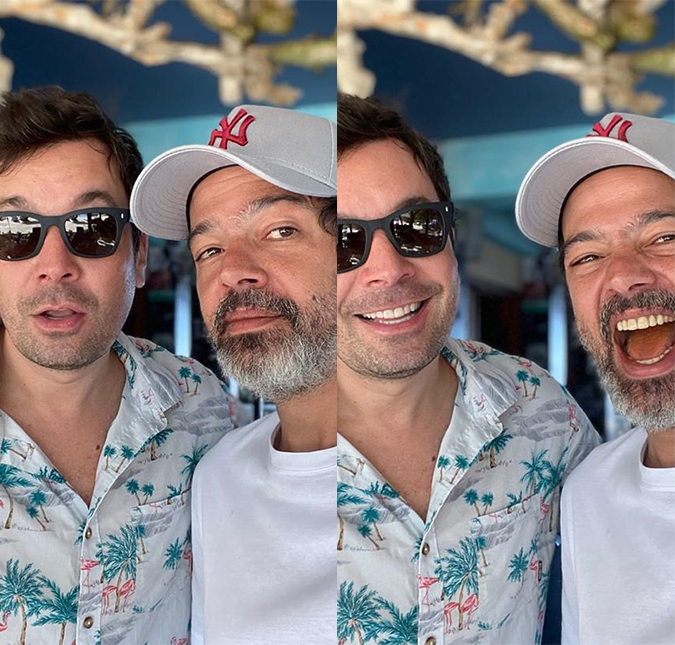 Bruno Mazzeo encontra Jimmy Fallon durante viagem à Jamaica e tieta: <i>Aproveitei para zerar a vida</i>; confira as <i>selfies</i>!