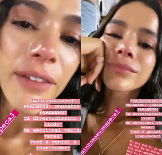 Bruna Marquezine chora após assistir filme de Paulo Gustavo e brinca com o amigo: <i>- Tá feliz?!</i>; assista ao vídeo!