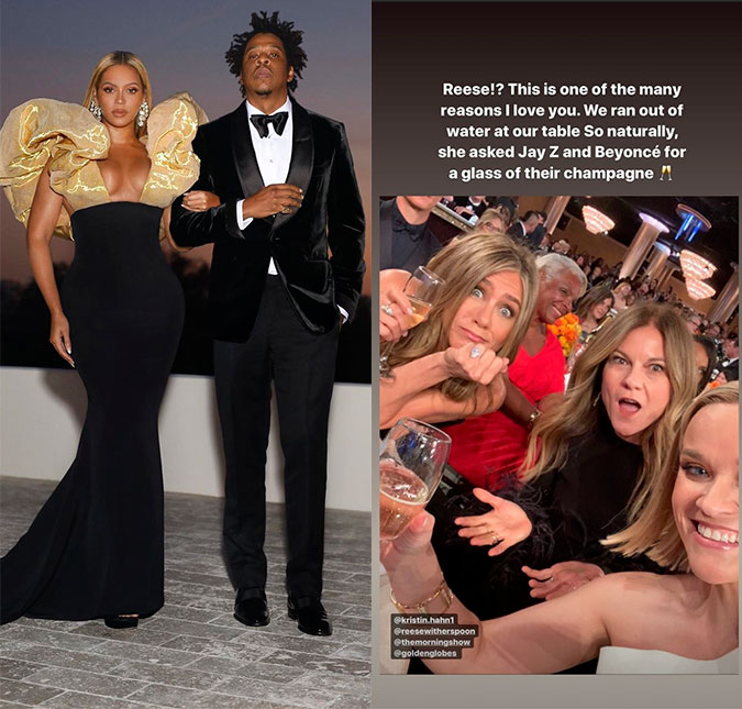 Beyoncé e Jay-Z enviam uma caixa de champanhe para Reese Witherspoon após momento icônico no <I>Globo de Ouro</I>