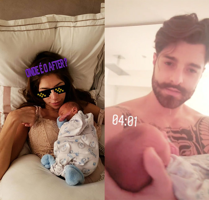 Alok mostra Romana Novais amamentando Ravi e brinca: <i>- A nossa balada agora é open bar de leite</i>