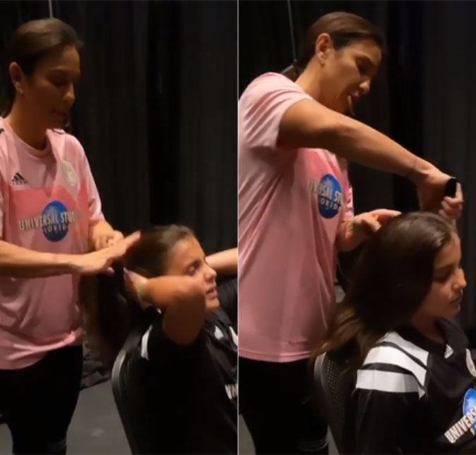 Mãezona! Ivete Sangalo é flagrada ajeitando cabelão de filho mais velho