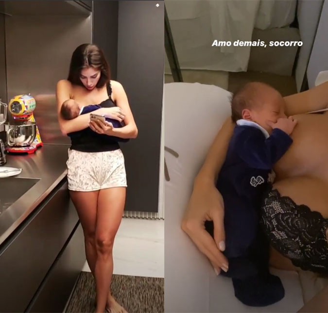 Romana Novais mostra vídeo enquanto amamenta Ravi: <i>- Tão feliz</i>