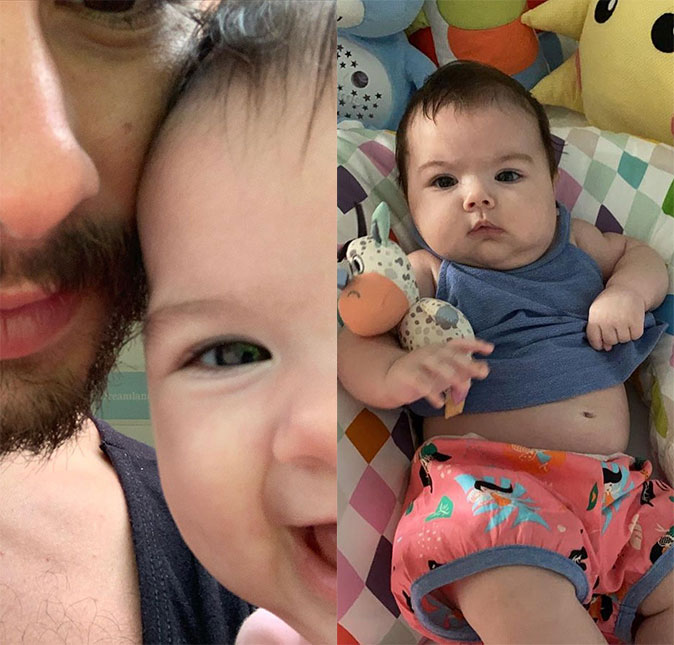 Tatá Werneck e Rafa Vitti mostram Clara Maria com sorrisão e <I>look</i> fofíssimo