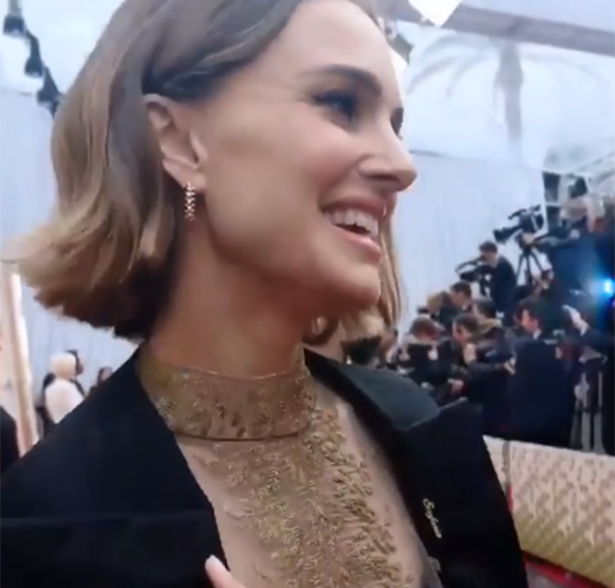 Em forma de protesto, Natalie Portman usa roupa com nomes das diretoras que não foram indicadas ao <i>Oscar</i>; assista!