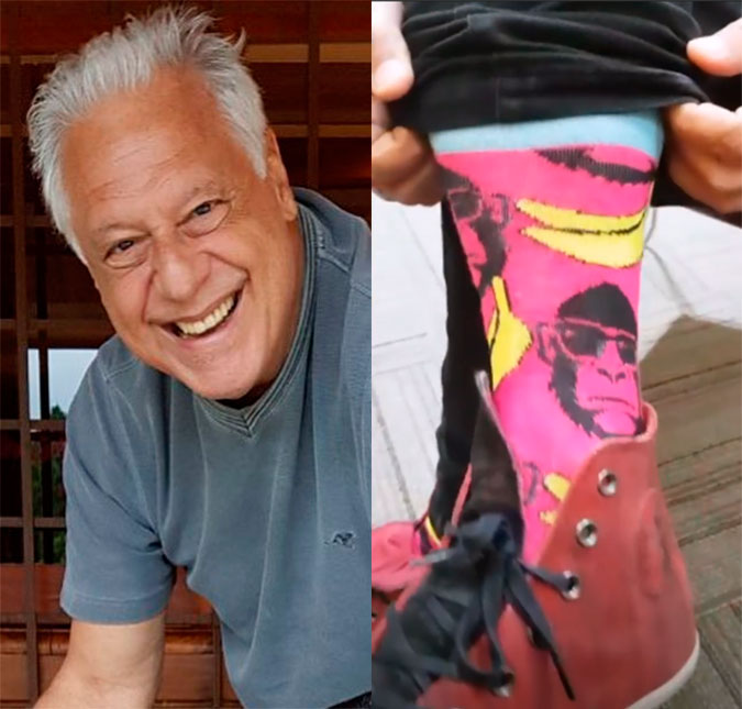 Antonio Fagundes revela que há 20 anos não usa <I>meias normais</I>: - <I>Todas as minhas são loucas</I>