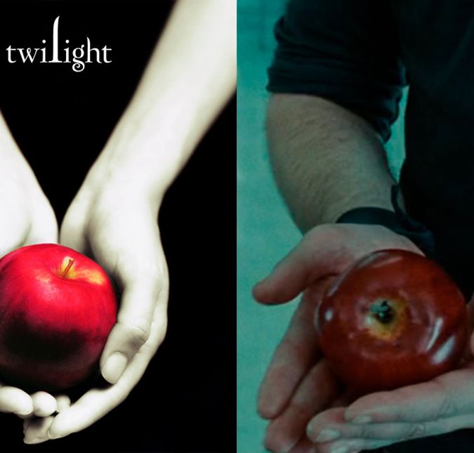 O primeiro filme da saga Crepúsculo estreou em 2008 e marcou a vida de muita gente! E como você já deve saber, os cinco longas foram baseados nos livros da autora Stephenie Meyer, que lançou a primeira obra em 2005. E com tanta história, é claro que a franquia teria algumas curiosidades bem interessantes e inimagináveis, né? Por exemplo, no primeiro filme, Bella deixa cair uma maçã no refeitório e é surpreendida por Edward, que impede que a fruta caia no chão. Ao pegar a maçã nas mãos, entretanto, o vampiro imita a mesma imagem da capa do primeiro livro de Crepúsculo, como você pode ver acima. Legal, né? A seguir, confira mais curiosidades sobre a saga! O primeiro filme da saga Crepúsculo estreou em 2008 e marcou a vida de muita gente! E como você já deve saber, os cinco longas foram baseados nos livros da autora Stephenie Meyer, que lançou a primeira obra em 2005. E com tanta história, é claro que a franquia teria algumas curiosidades bem interessantes e inimagináveis, né? Por exemplo, no primeiro filme, Bella deixa cair uma maçã no refeitório e é surpreendida por Edward, que impede que a fruta caia no chão. Ao pegar a maçã nas mãos, entretanto, o vampiro imita a mesma imagem da capa do primeiro livro de Crepúsculo, como você pode ver acima. Legal, né? A seguir, confira mais curiosidades sobre a saga!