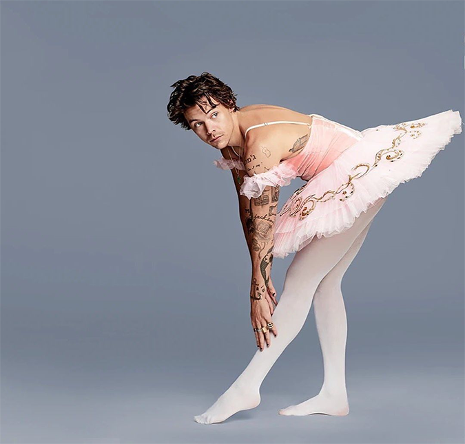 Quebrando barreiras: Harry Styles aparece vestindo cueca e meia arrastão para sessão de fotos; confira o clique!