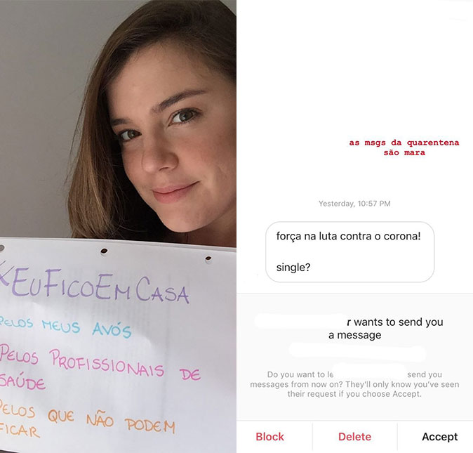 Alice Wegmann recebe cantada durante quarentena: <I>As mensagens são </i>mara