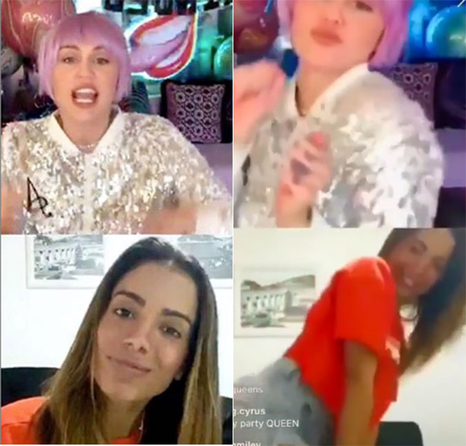 Miley Cyrus dança com Anitta em live e elogia cantora brasileira: <i>Sensação do pop!</i>