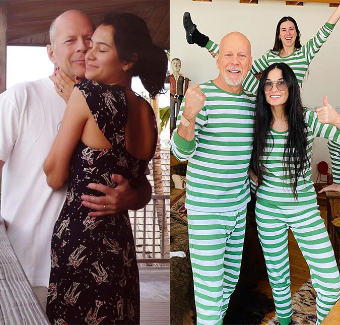 Esposa de Bruce Willis não vê problema no ator passar a quarentena ao lado da ex, Demi Moore
