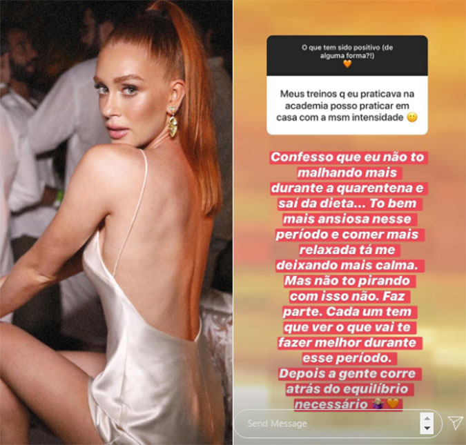 Marina Ruy Barbosa revela que abandonou dieta e malhação na quarentena