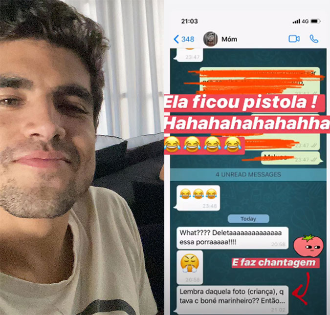 Caio Castro leva bronca da mãe após postar foto na <I>internet</I>: <I>Deleta!</I>