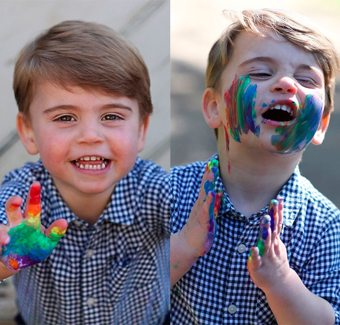 Príncipe Louis celebra segundo aniversário e Kate Middleton mostra novas fotos do pequeno - todo sujo de tinta!