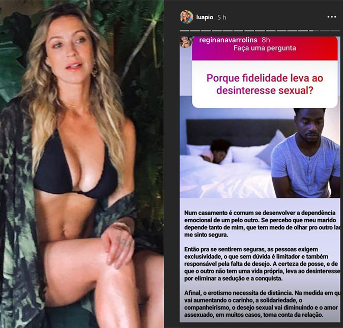 Luana Piovani compartilha mensagem inusitada: <i>Por que a fidelidade causa desinteresse sexual?</i>