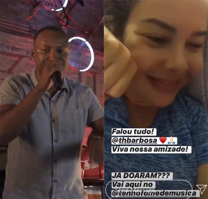 Thiaguinho elogia Fernanda Souza em <i>live</i>, fãs enlouquecem e ela responde: - <i>Juntos até o fim</i>